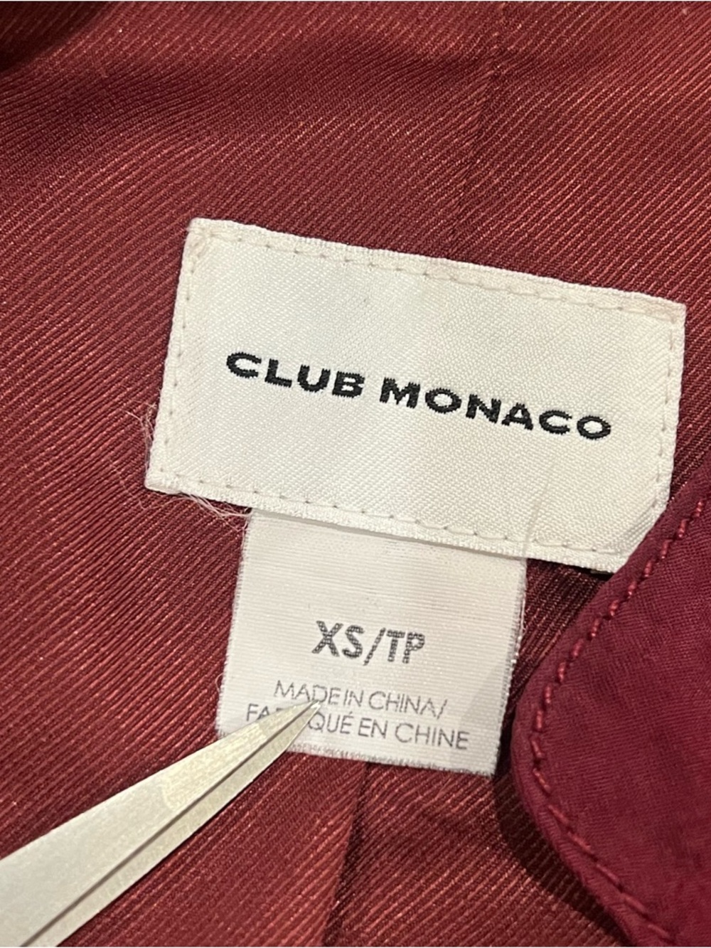 Club Monaco Kapri Moto Jacket Burgundy XS Cropped Biker Full-Zip Lightweight - Picture 10 of 16